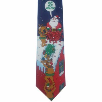 Blue Santa Ho Ho Help Christmas Tie