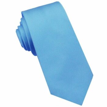 Bright Blue Ribbed 6cm Mens Slim Tie