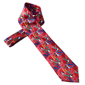 Red Merry Christmas Penguins Tie