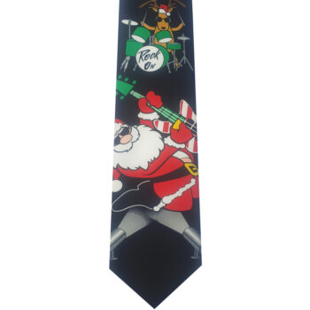 Black Rock On Santa Christmas Tie