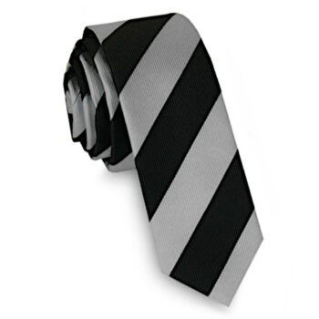 Black And Silver Stripes Skinny Tie